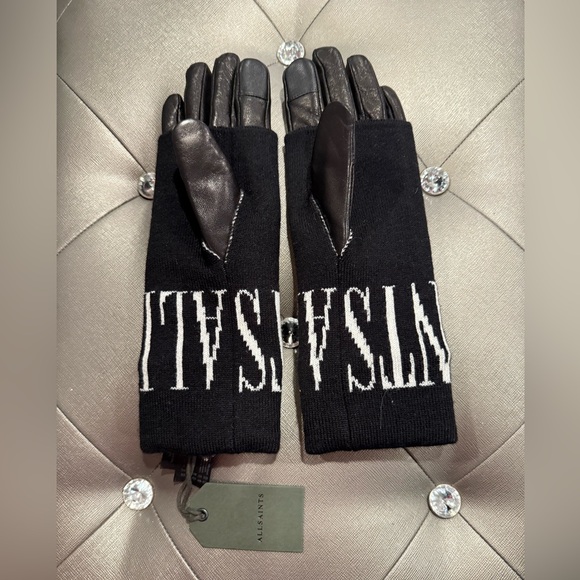 Sold
AllSaints Black and White Knit Leather Gloves - Picture 2 of 5